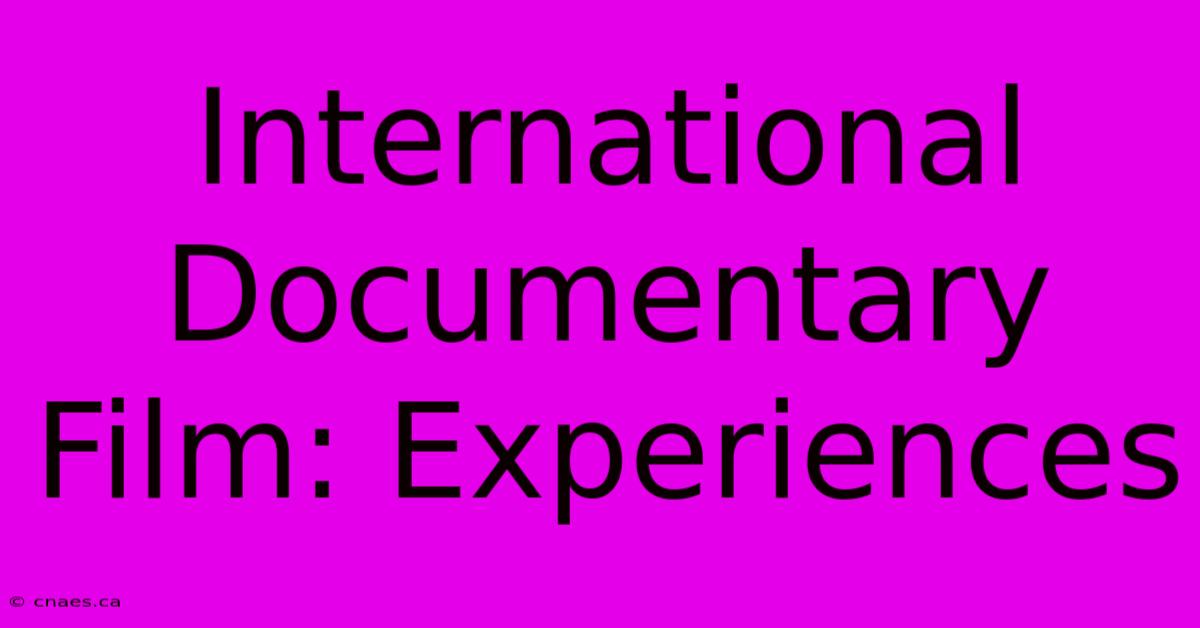 International Documentary Film: Experiences 