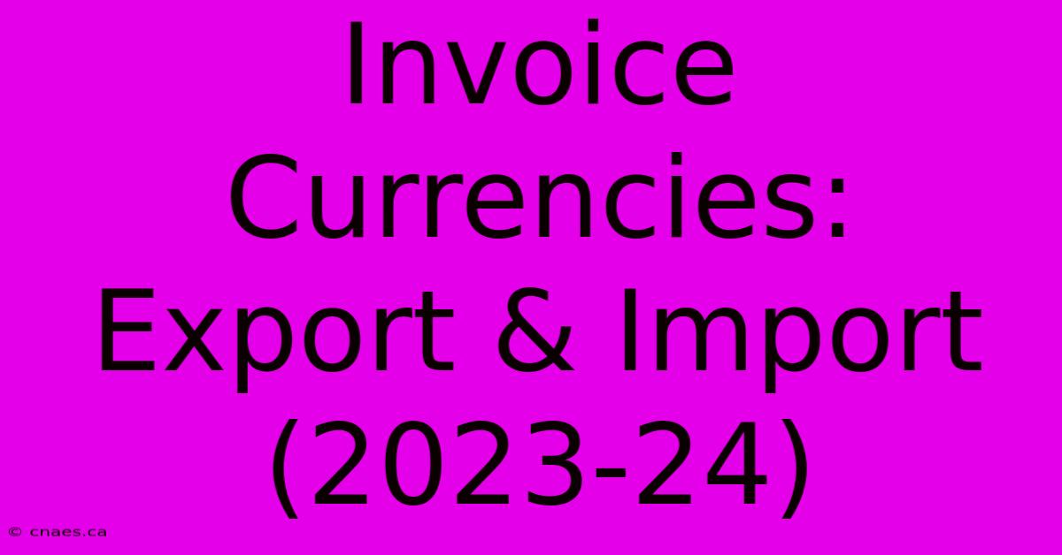 Invoice Currencies: Export & Import (2023-24)