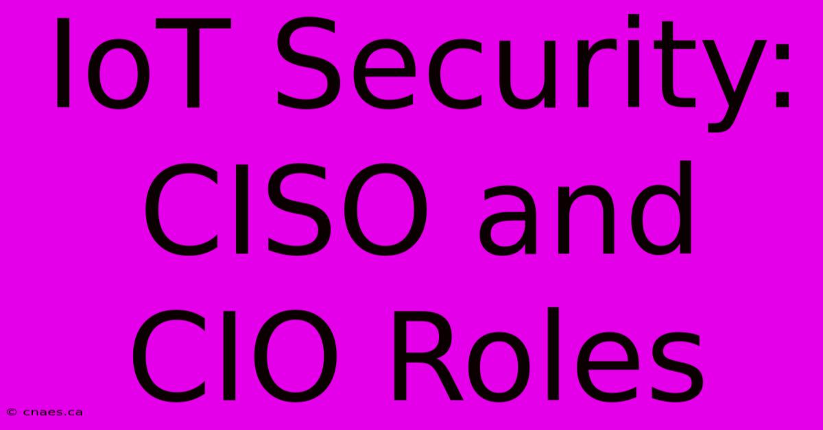 IoT Security: CISO And CIO Roles