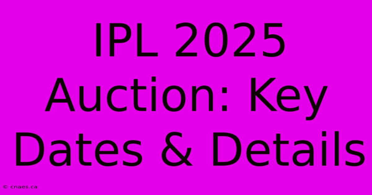 IPL 2025 Auction: Key Dates & Details