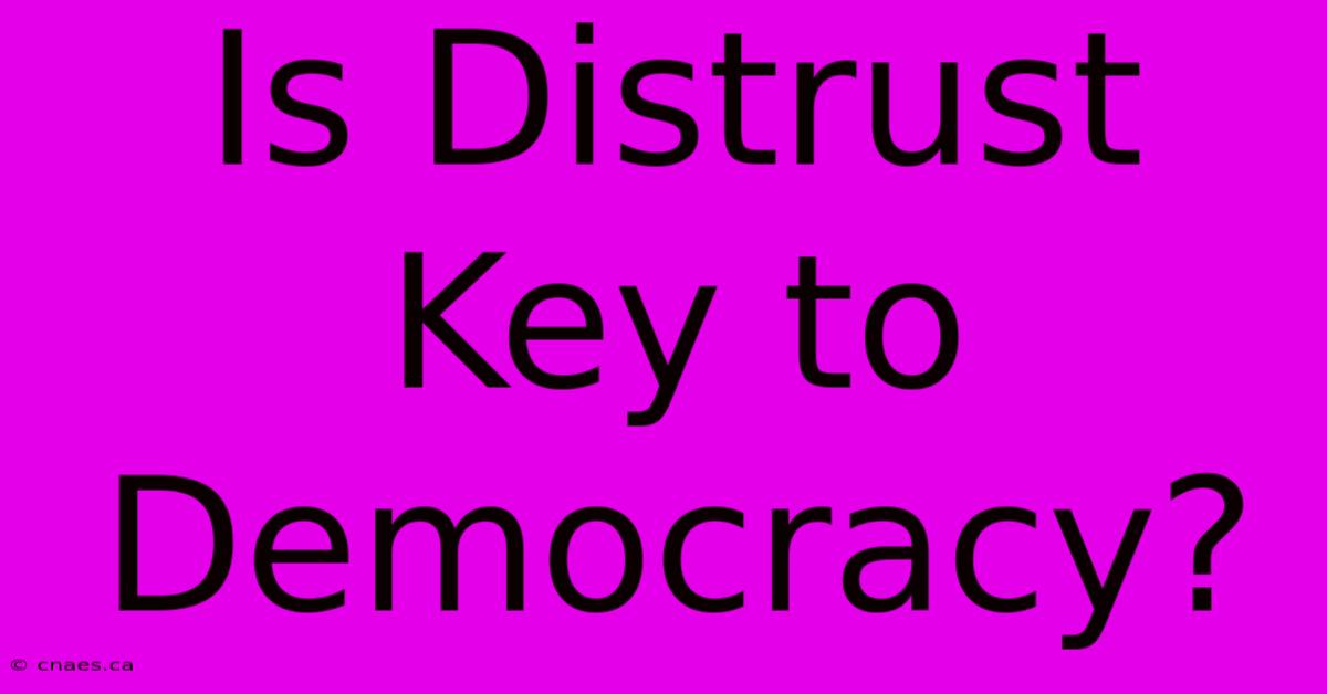 Is Distrust Key To Democracy?