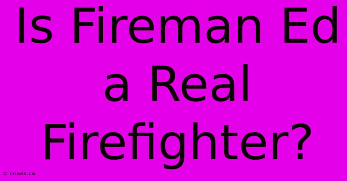 Is Fireman Ed A Real Firefighter?