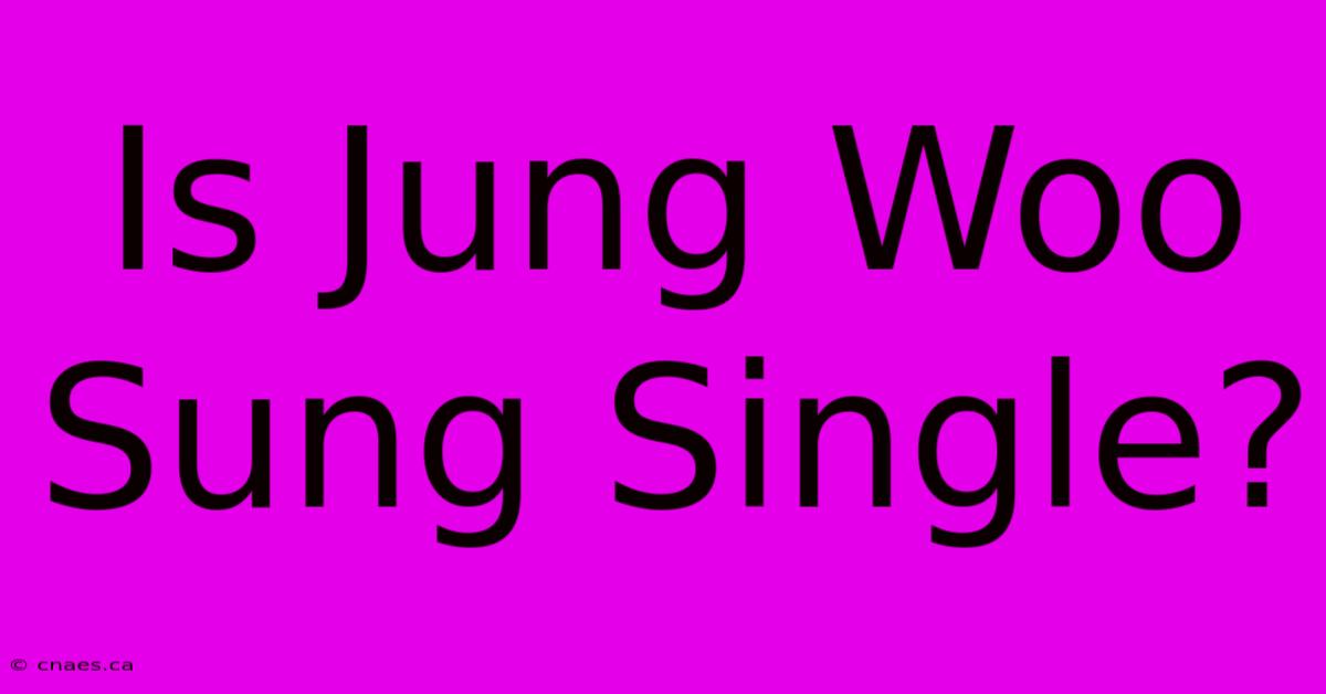 Is Jung Woo Sung Single?