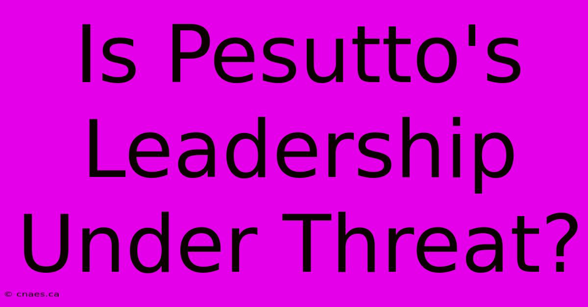 Is Pesutto's Leadership Under Threat?