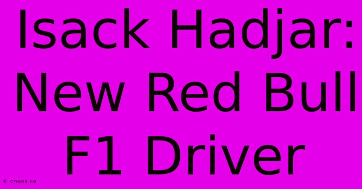 Isack Hadjar:  New Red Bull F1 Driver