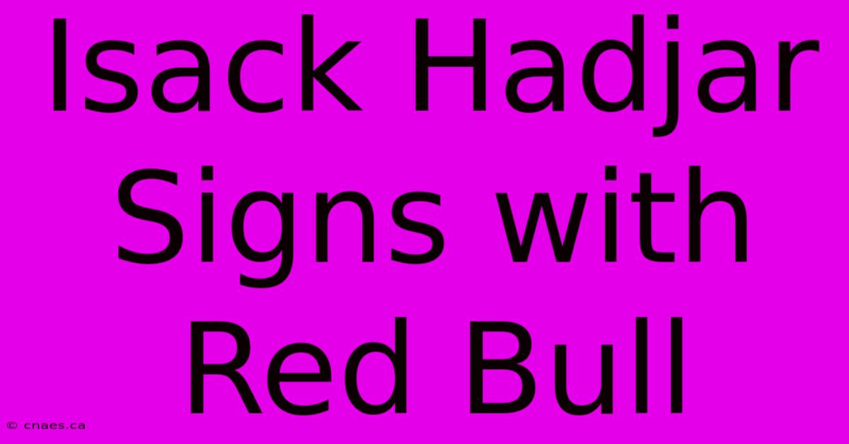 Isack Hadjar Signs With Red Bull