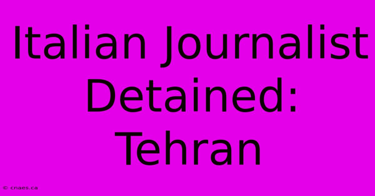 Italian Journalist Detained: Tehran