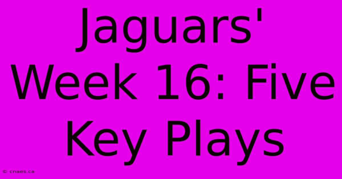 Jaguars' Week 16: Five Key Plays