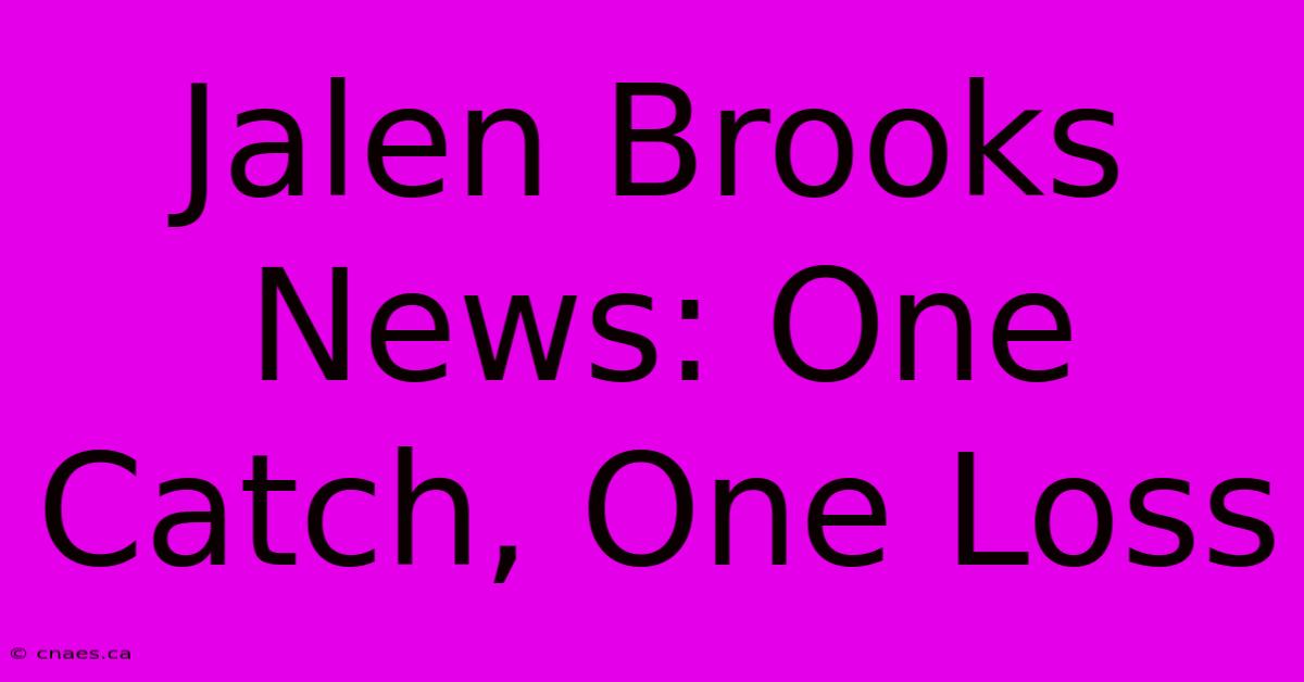 Jalen Brooks News: One Catch, One Loss