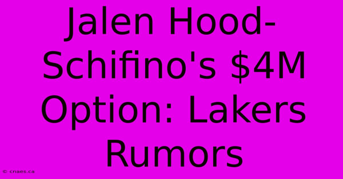 Jalen Hood-Schifino's $4M Option: Lakers Rumors