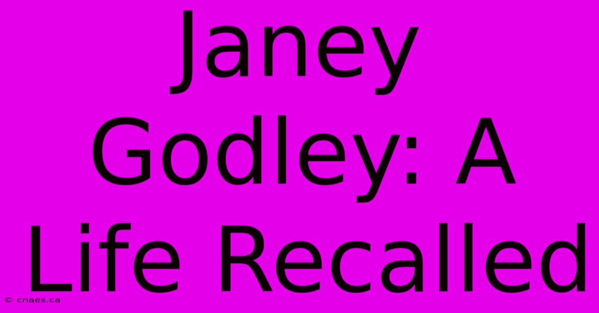 Janey Godley: A Life Recalled