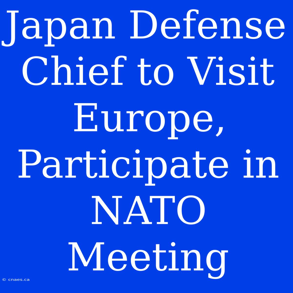 Japan Defense Chief To Visit Europe, Participate In NATO Meeting