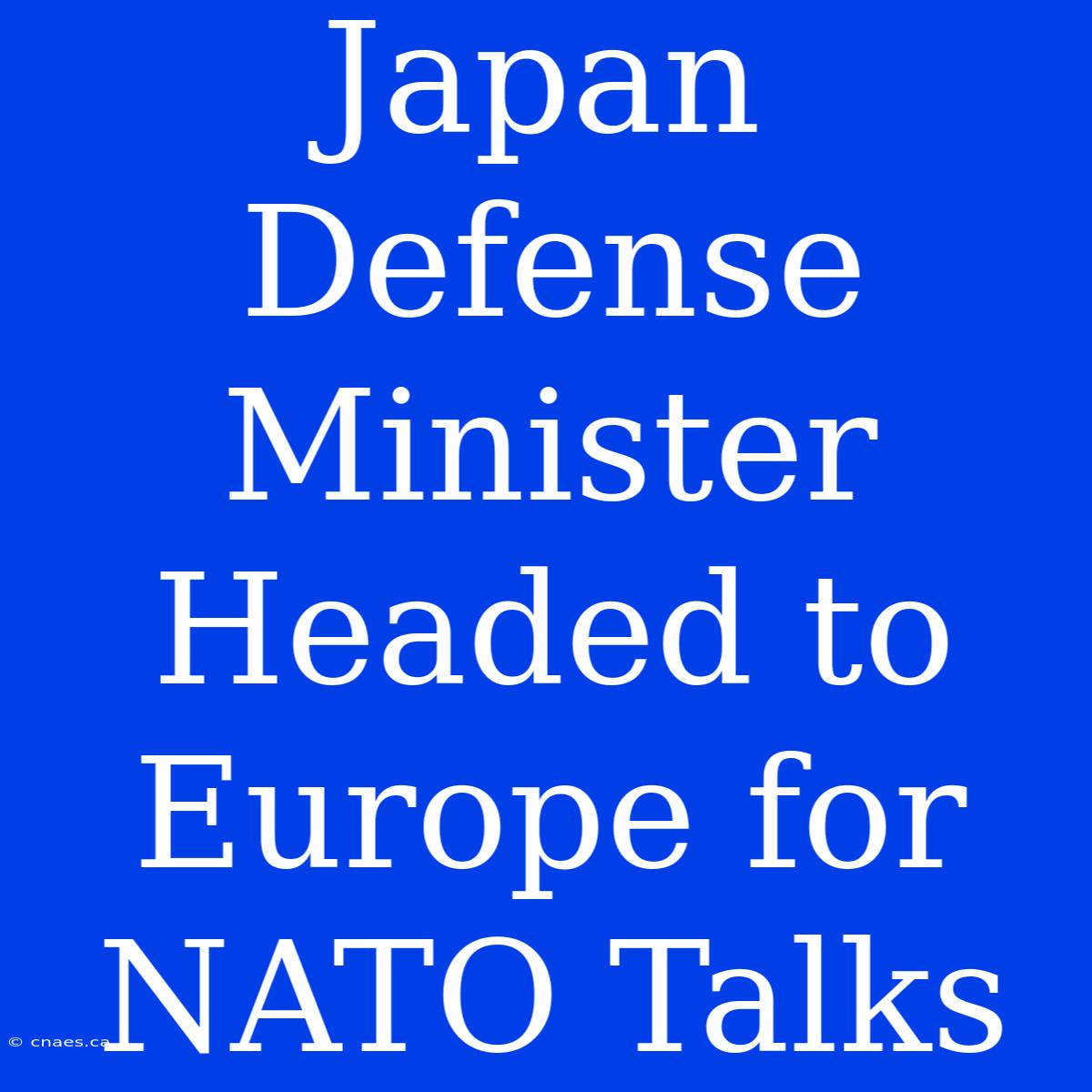 Japan Defense Minister Headed To Europe For NATO Talks