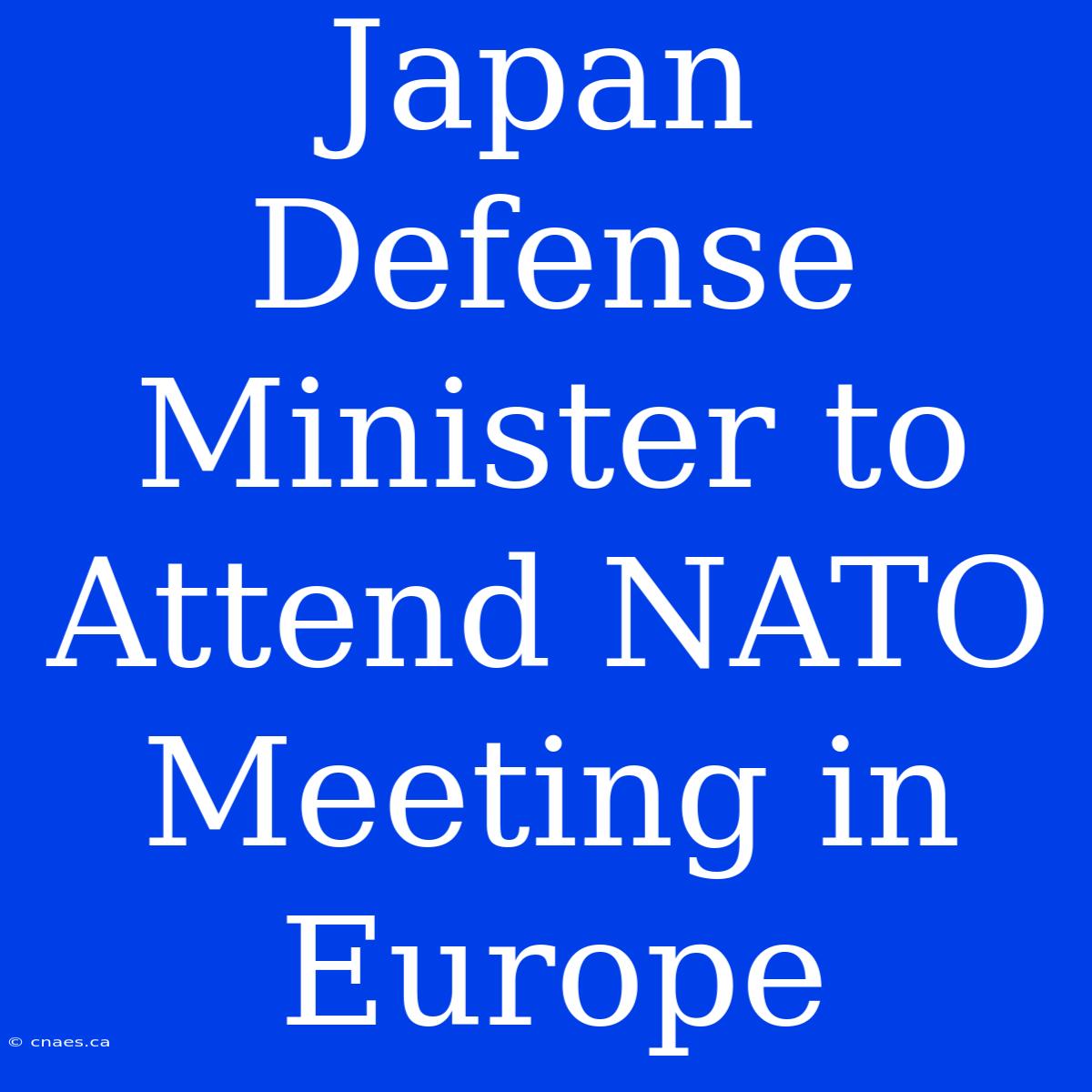 Japan Defense Minister To Attend NATO Meeting In Europe