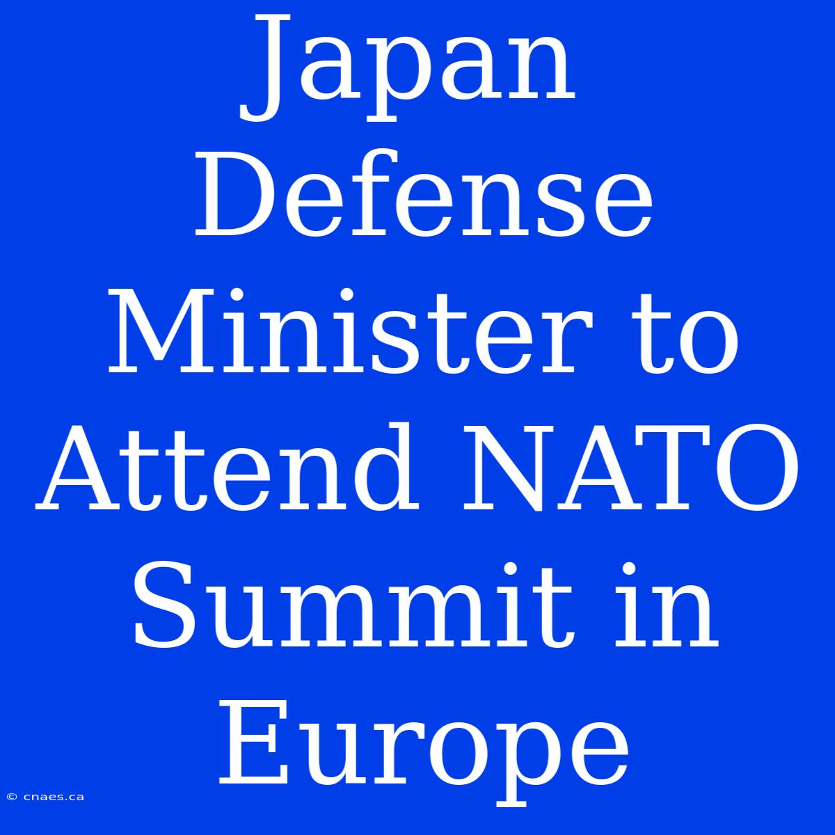 Japan Defense Minister To Attend NATO Summit In Europe