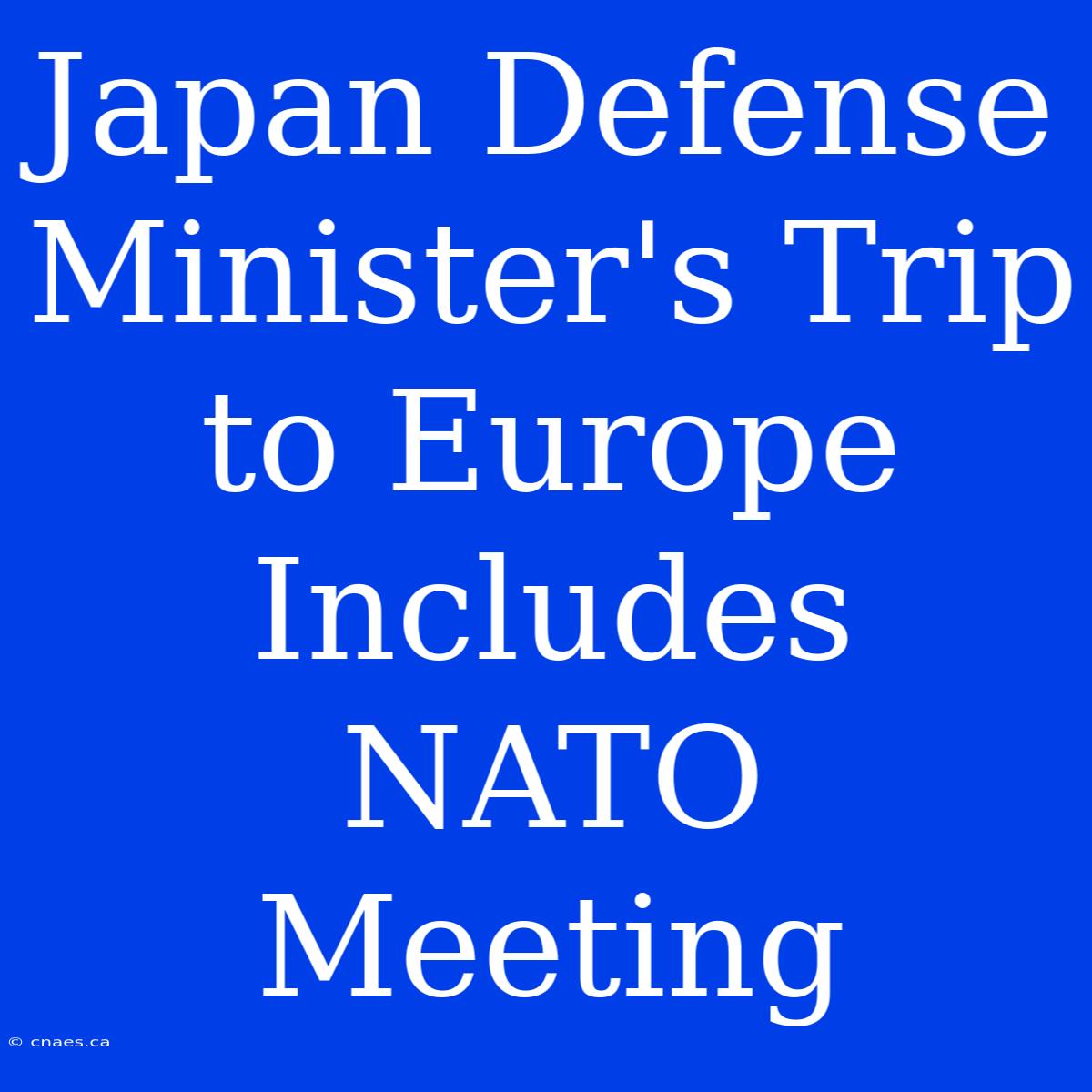 Japan Defense Minister's Trip To Europe Includes NATO Meeting