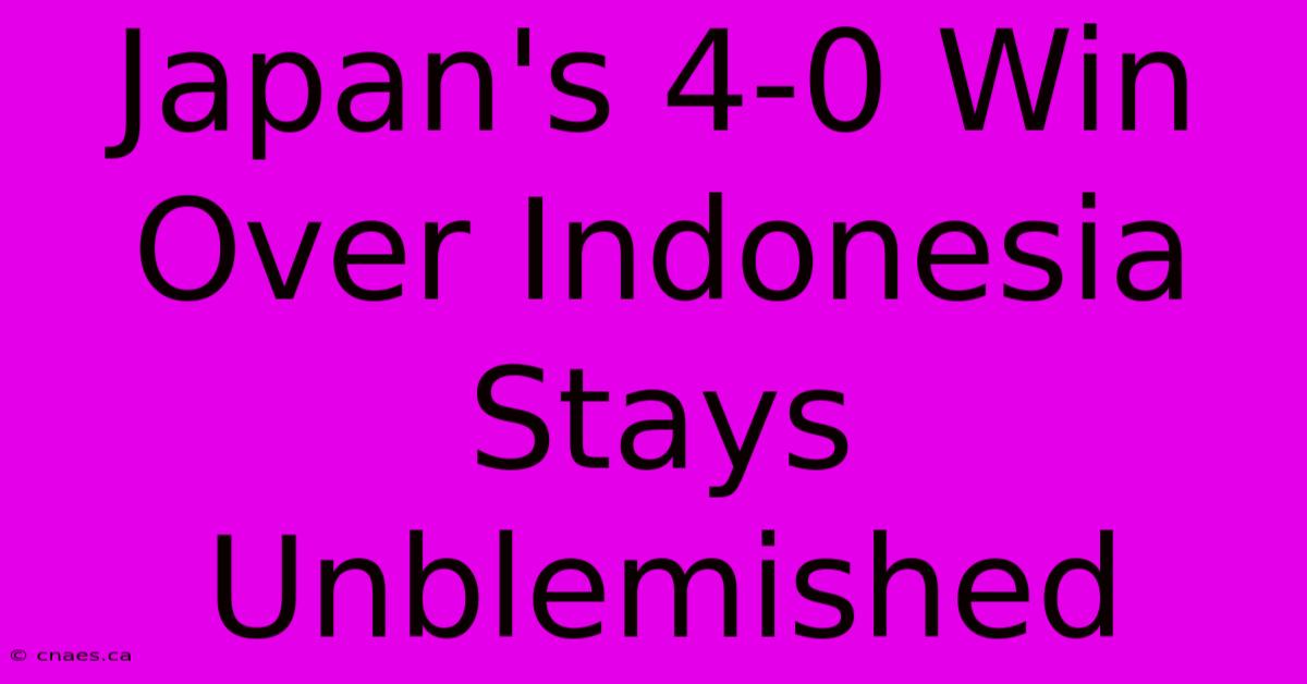 Japan's 4-0 Win Over Indonesia Stays Unblemished