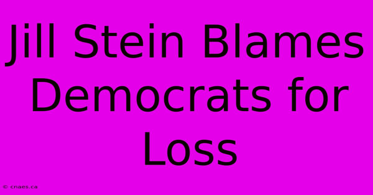 Jill Stein Blames Democrats For Loss