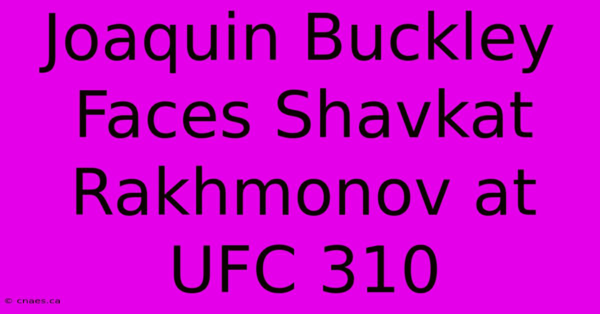 Joaquin Buckley Faces Shavkat Rakhmonov At UFC 310