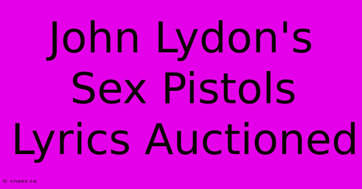 John Lydon's Sex Pistols Lyrics Auctioned