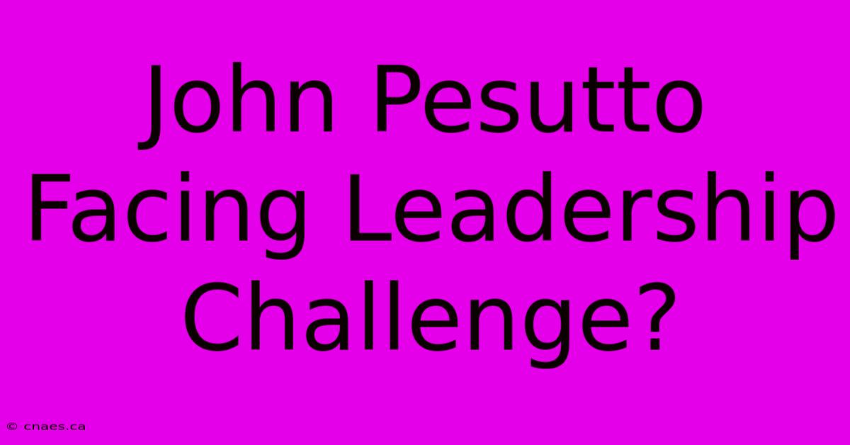 John Pesutto Facing Leadership Challenge?