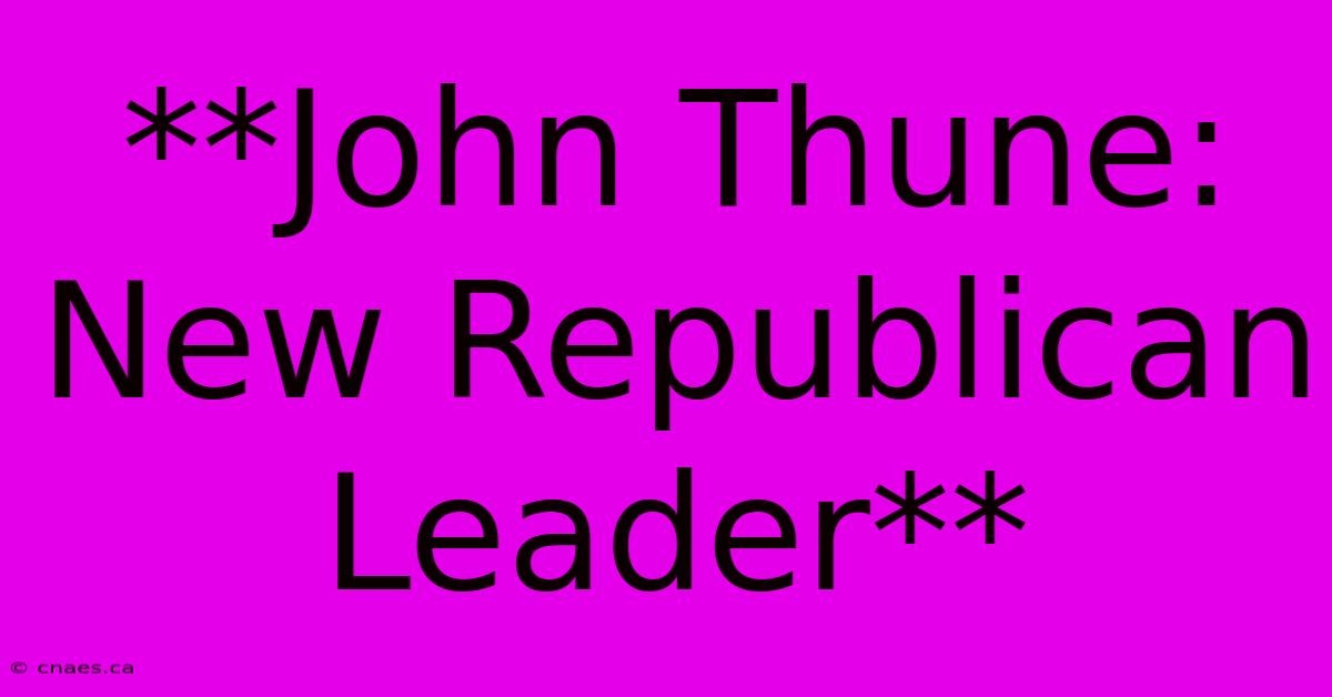 **John Thune: New Republican Leader**