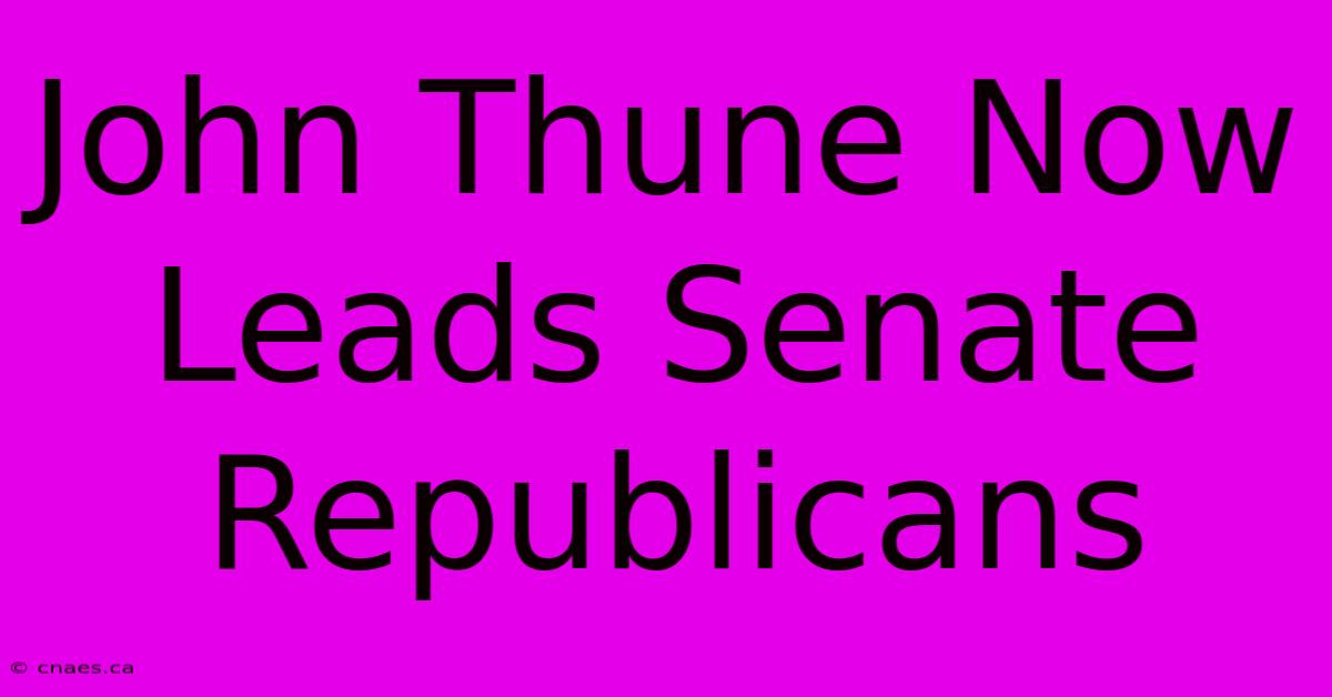 John Thune Now Leads Senate Republicans