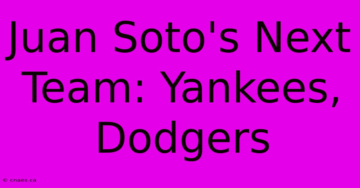 Juan Soto's Next Team: Yankees, Dodgers