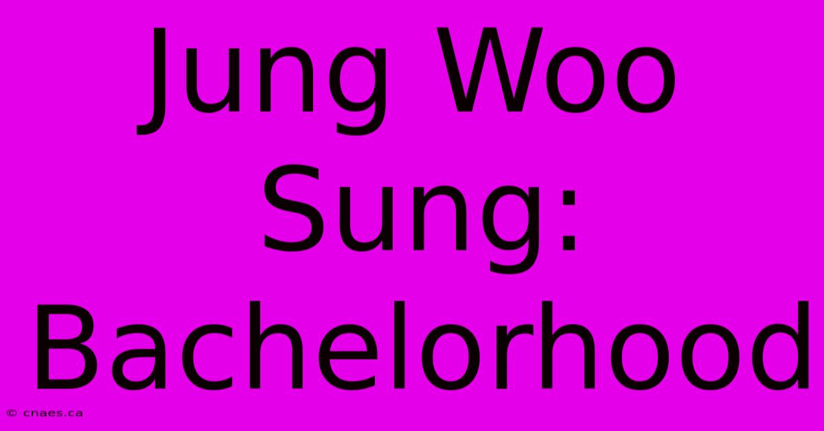 Jung Woo Sung: Bachelorhood