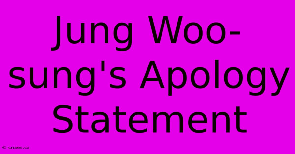 Jung Woo-sung's Apology Statement