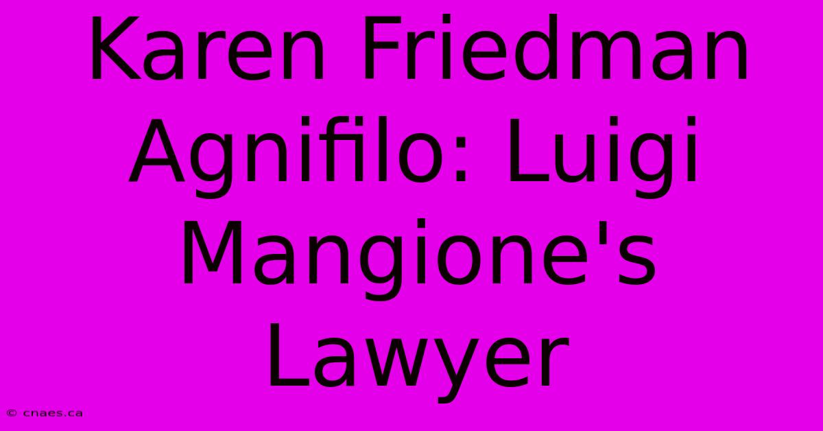 Karen Friedman Agnifilo: Luigi Mangione's Lawyer