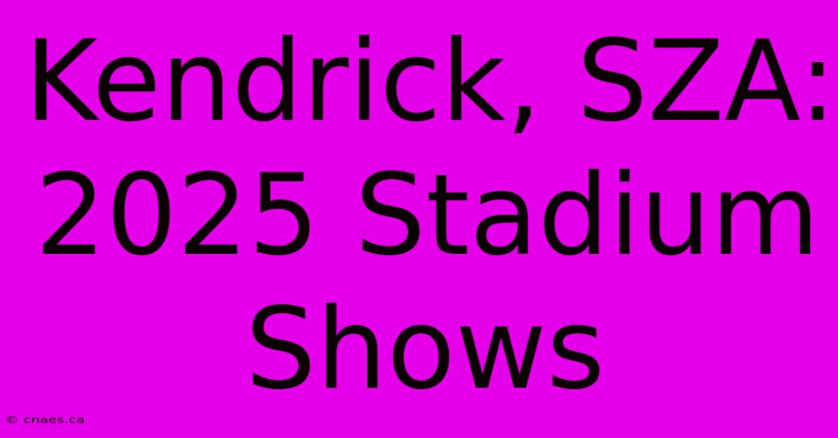 Kendrick, SZA: 2025 Stadium Shows