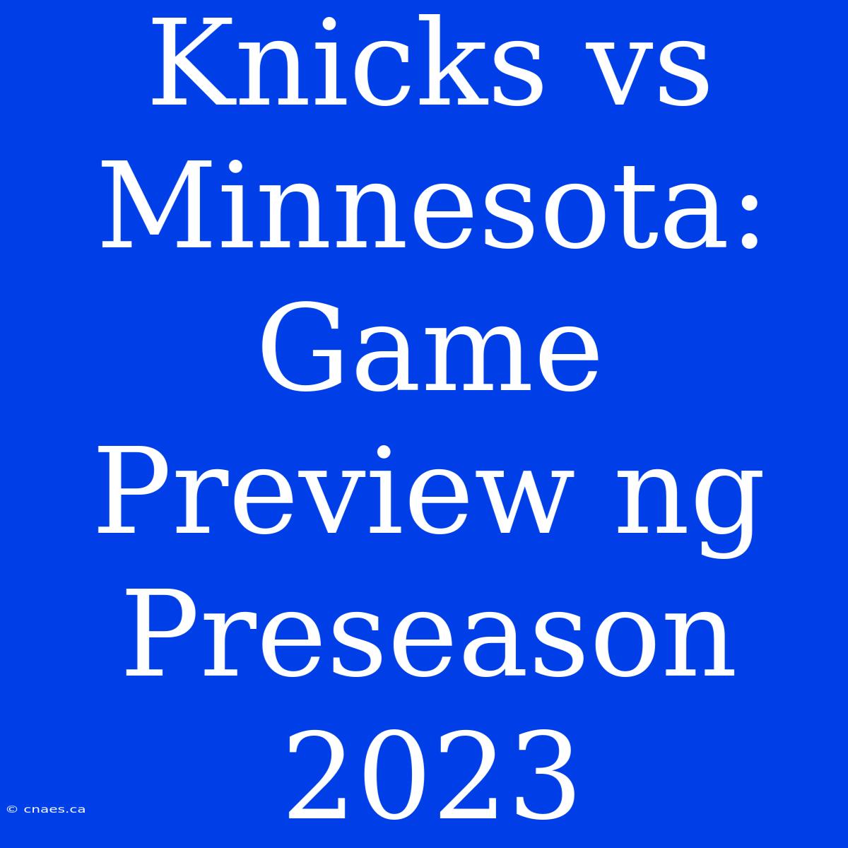 Knicks Vs Minnesota: Game Preview Ng Preseason 2023