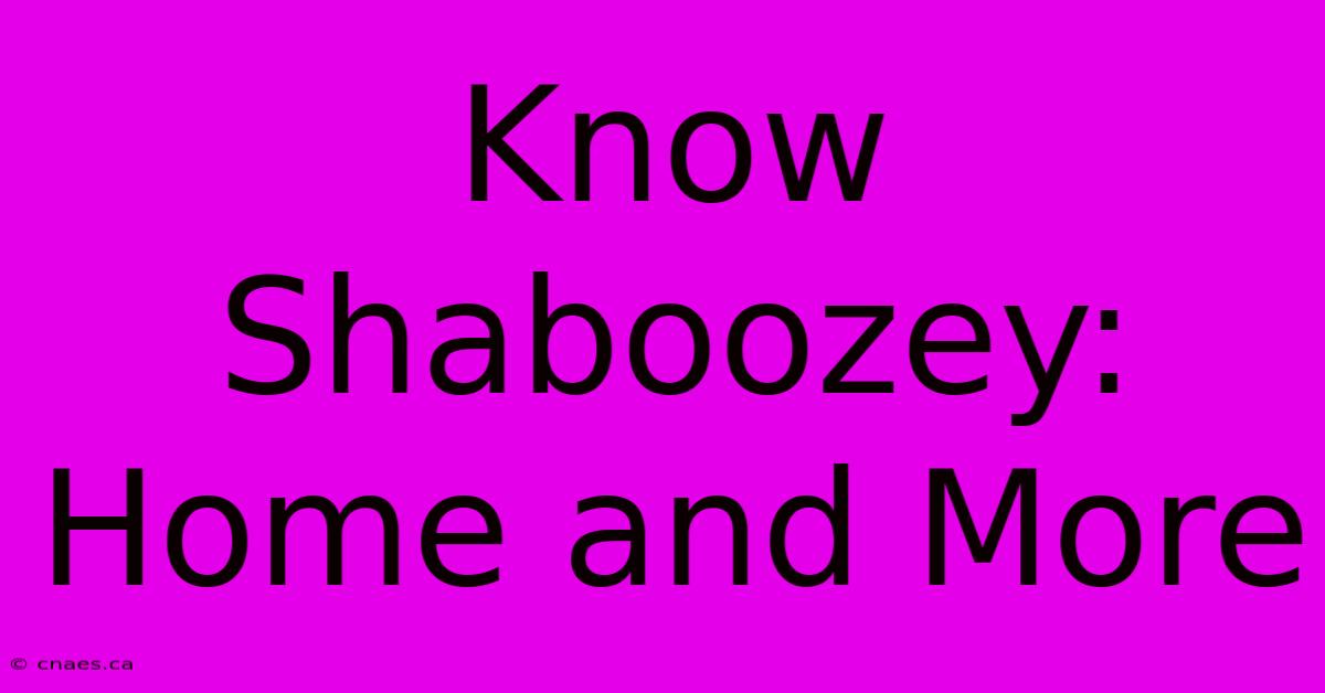 Know Shaboozey: Home And More