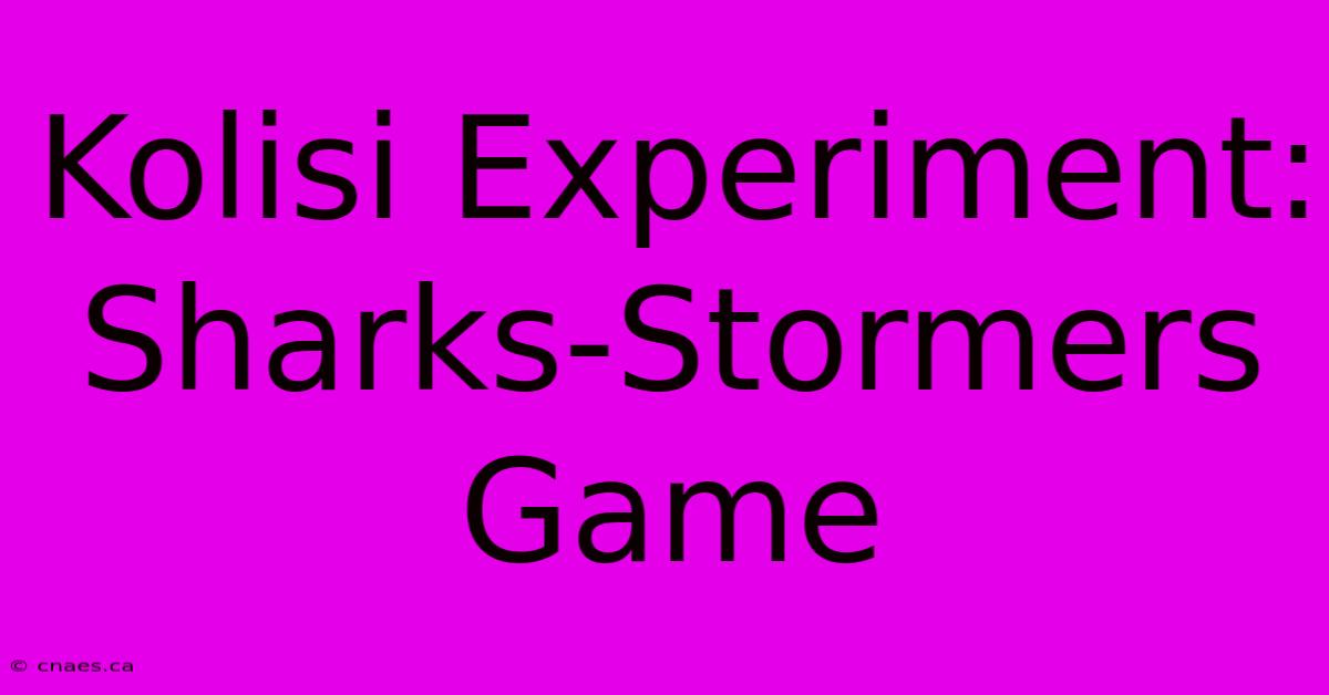 Kolisi Experiment: Sharks-Stormers Game