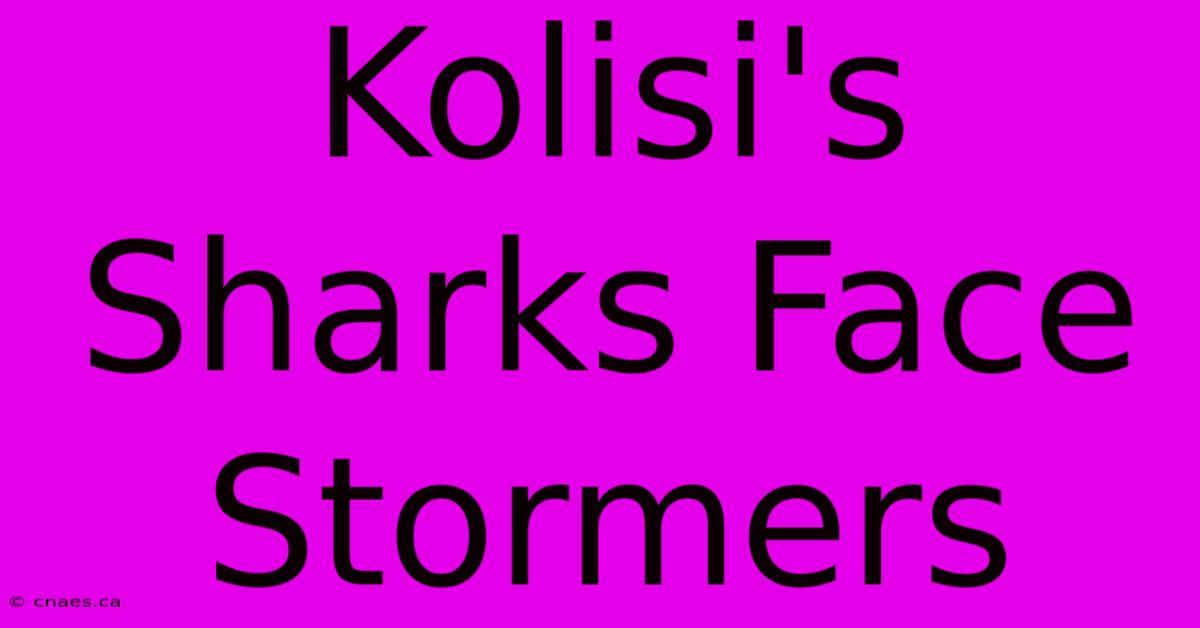 Kolisi's Sharks Face Stormers