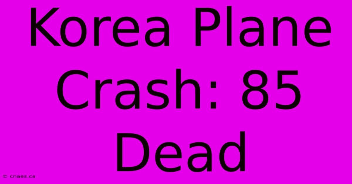 Korea Plane Crash: 85 Dead