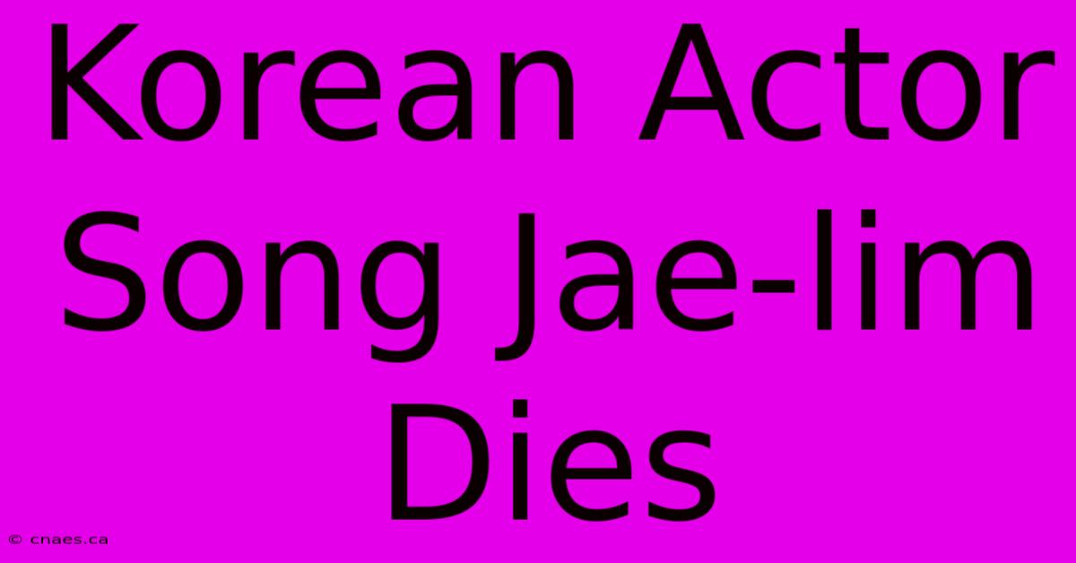 Korean Actor Song Jae-lim Dies