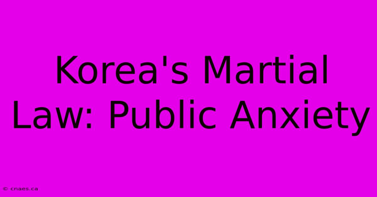 Korea's Martial Law: Public Anxiety