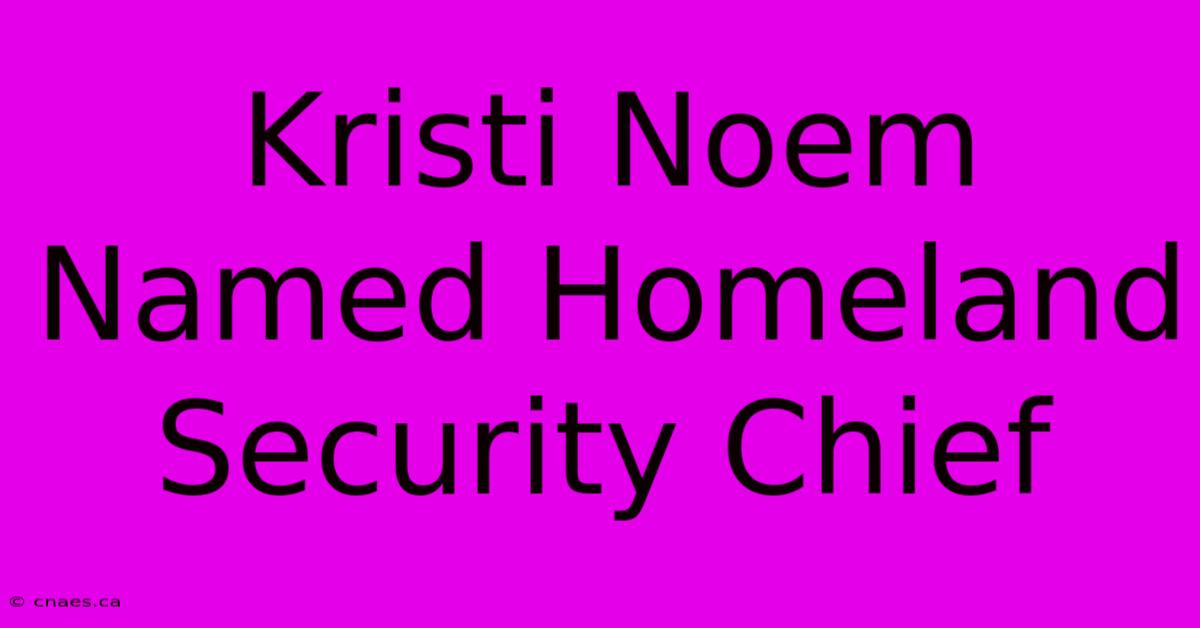 Kristi Noem Named Homeland Security Chief