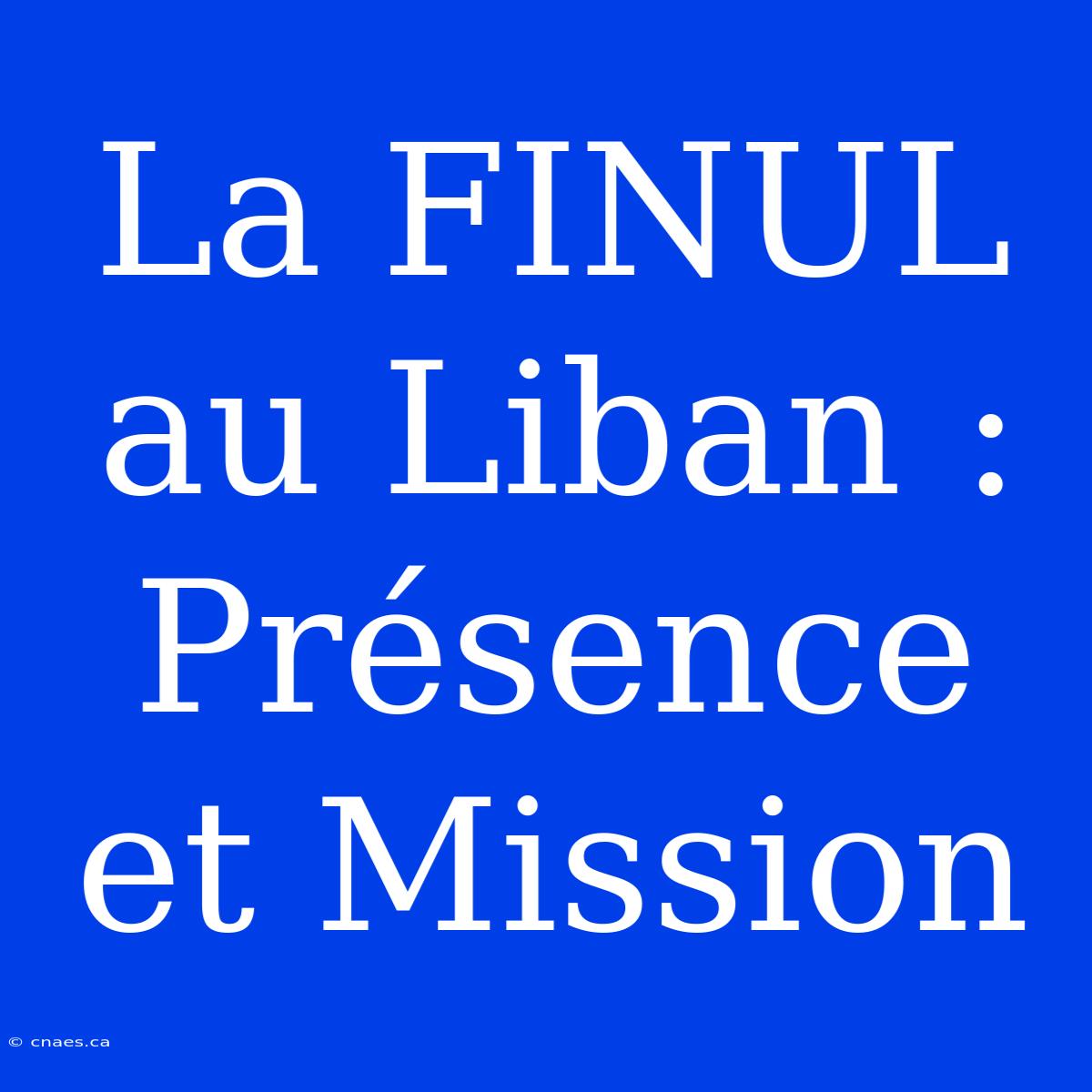 La FINUL Au Liban : Présence Et Mission