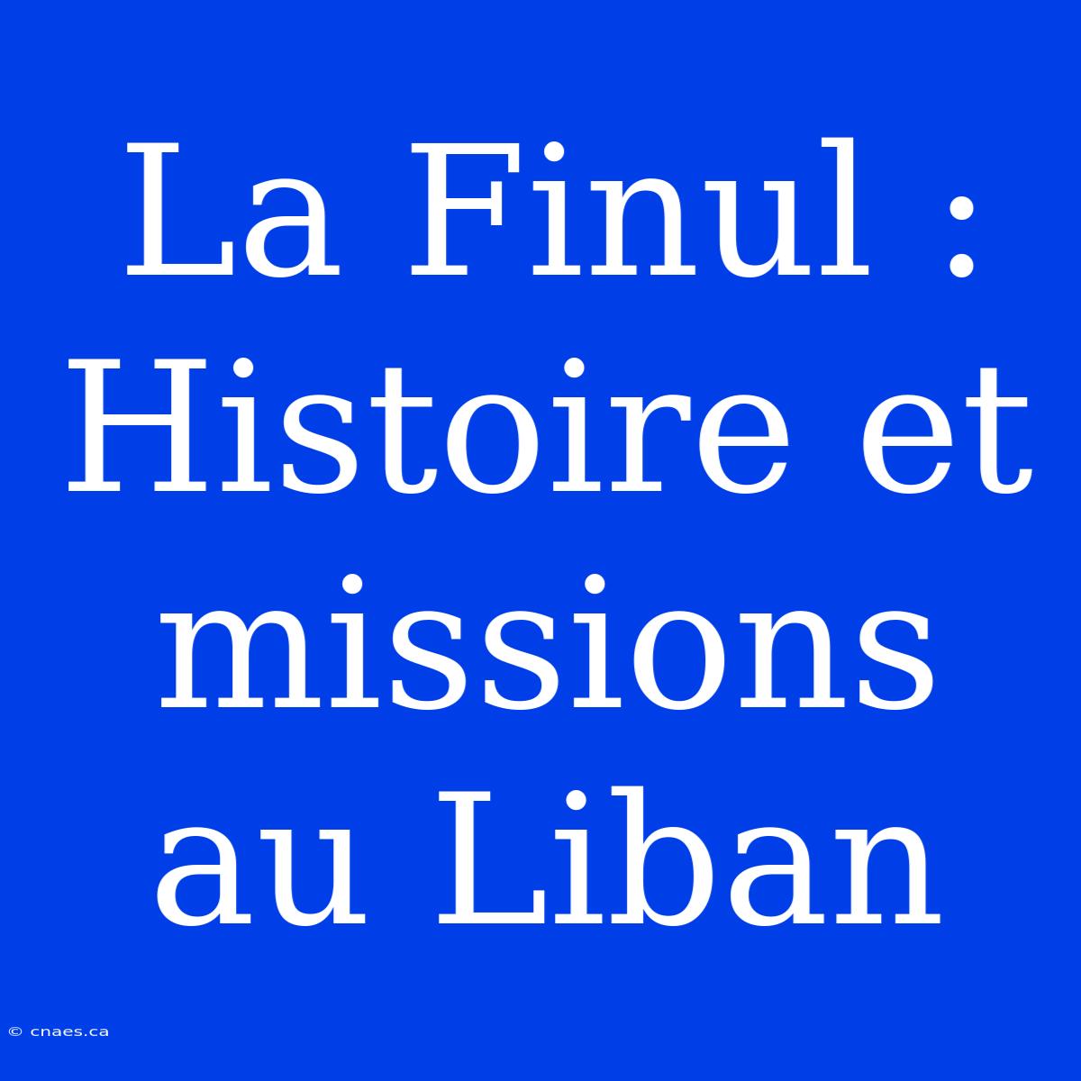 La Finul : Histoire Et Missions Au Liban