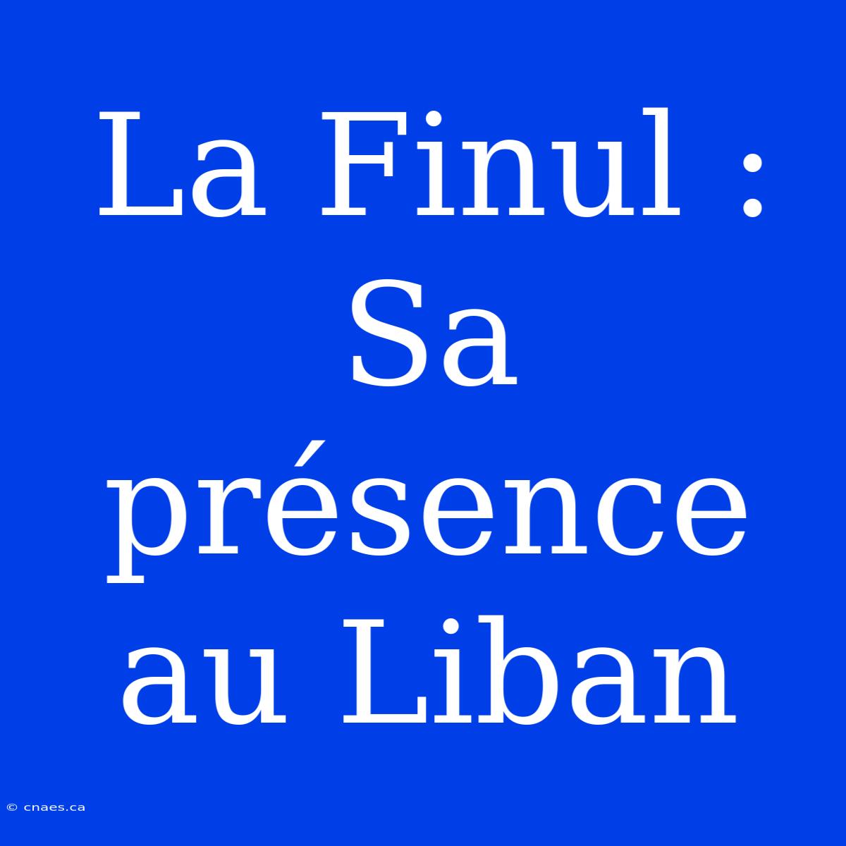 La Finul : Sa Présence Au Liban