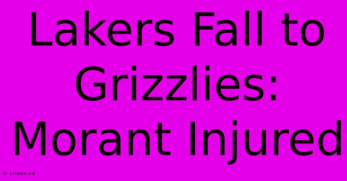 Lakers Fall To Grizzlies: Morant Injured 