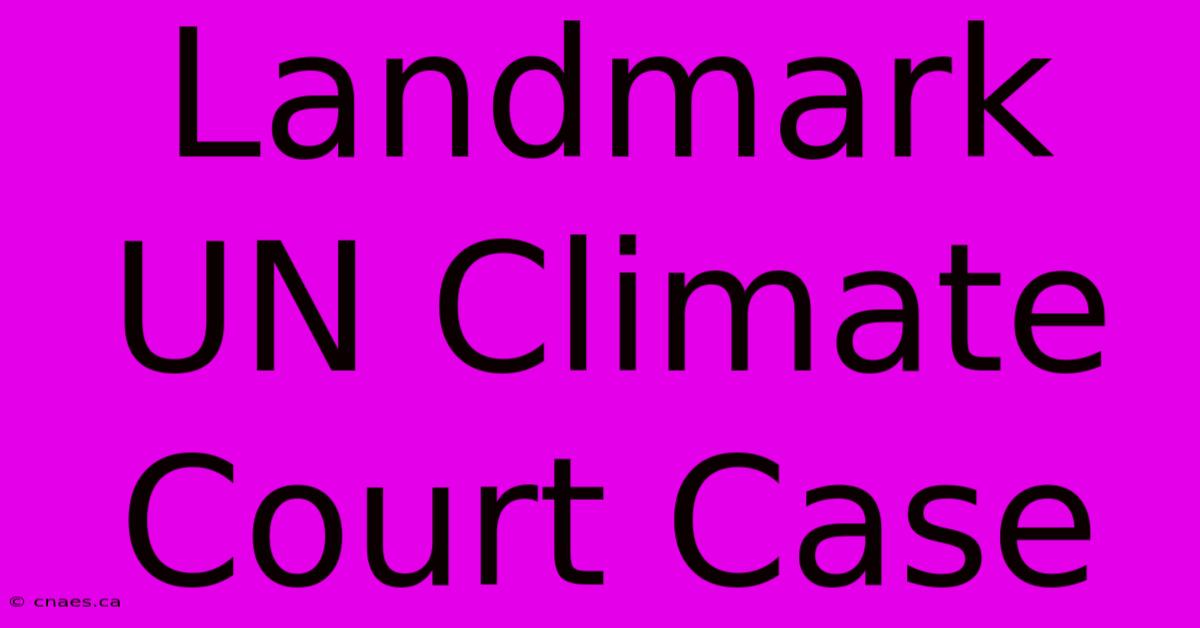 Landmark UN Climate Court Case