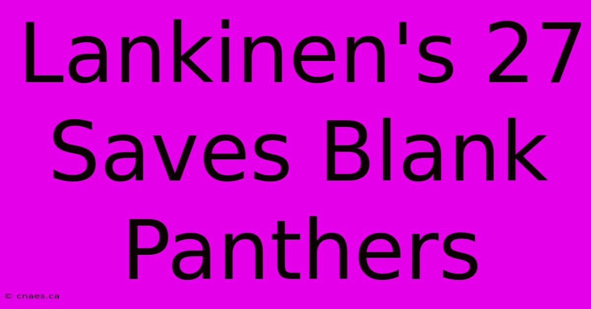 Lankinen's 27 Saves Blank Panthers