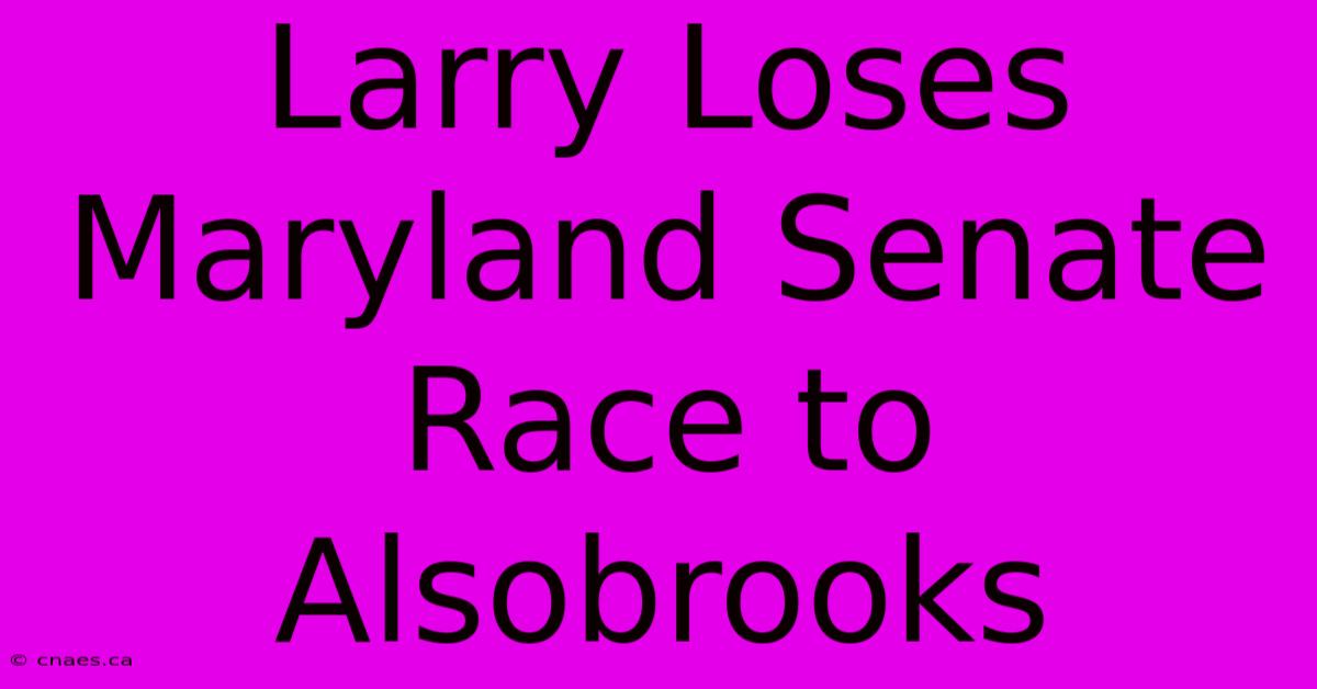 Larry Loses Maryland Senate Race To Alsobrooks 