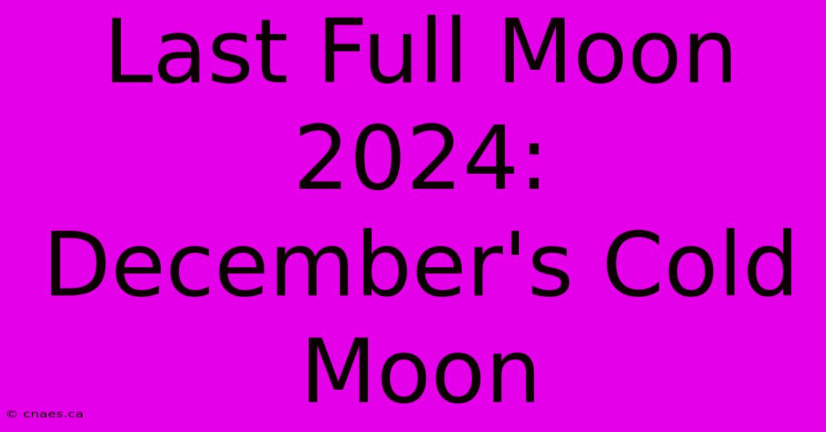 Last Full Moon 2024: December's Cold Moon