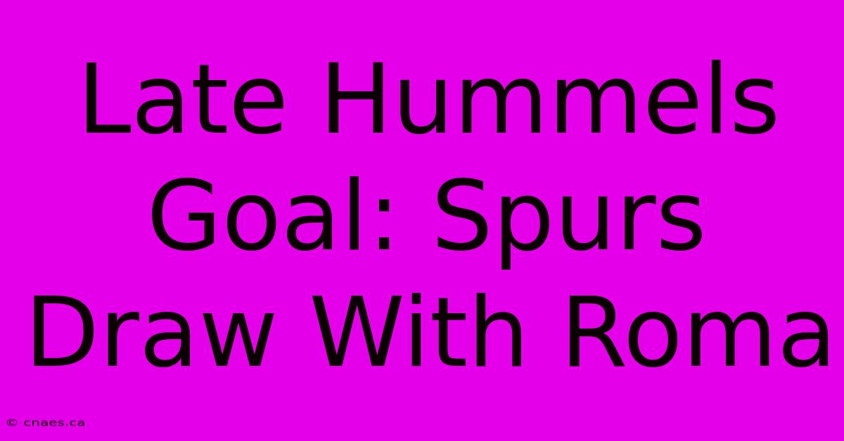 Late Hummels Goal: Spurs Draw With Roma