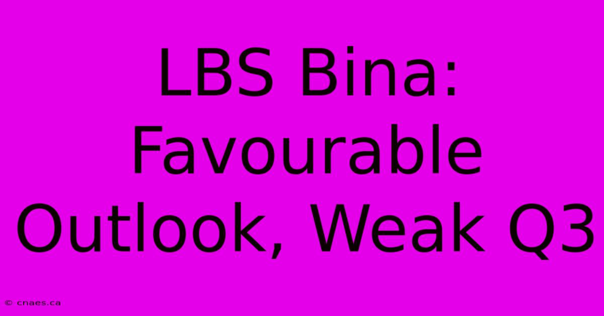 LBS Bina: Favourable Outlook, Weak Q3